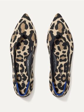 Rothy's Leopard Print Pointed Ballet Flats - Beige & Black The Point